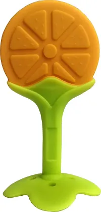 Swito Mart Fruit Shape Silicone Teethers Soft Stick Chews Nibbler for Baby Dental Care Teether Orange Peach Yellow-thumb1