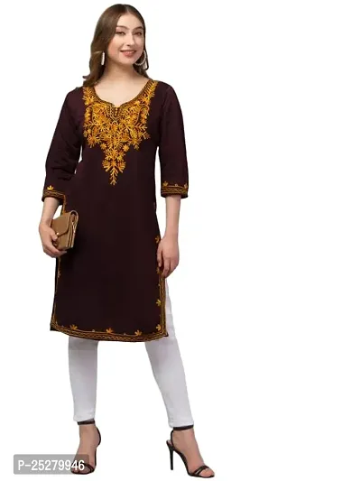 Trendy Black Embroidered Woolen Straight Kurta-thumb0