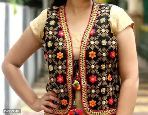 Gorgeous Cambric Cotton Embroidered Ethnic Jacket For Women-thumb0