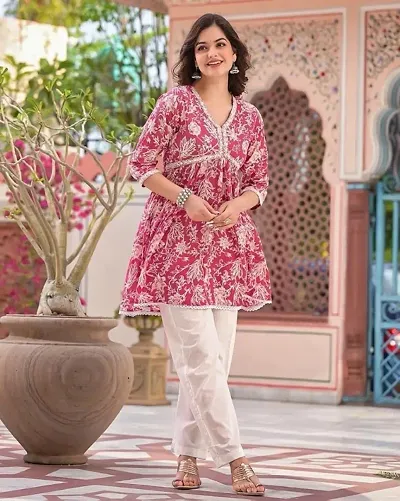 Pure Rayon Cotton Embroidery Mirror Work With Pant Set
