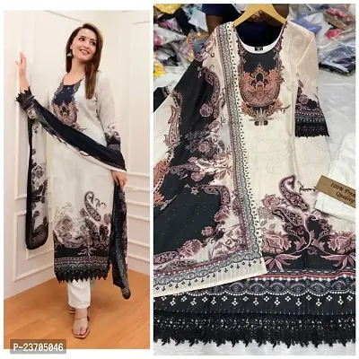 Pakistani Suit Muslin Sequin Embroidery and Lace Shifli Chikankari Kurti With And Dupatta Set