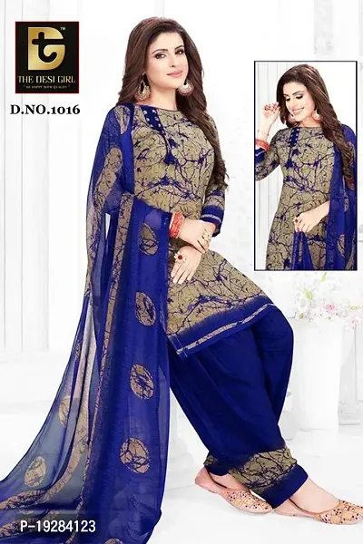 Stylish Fancy Designer Synthetic Unstitched Dress Material Top With Bottom Wear And Dupatta Set For Women-thumb0