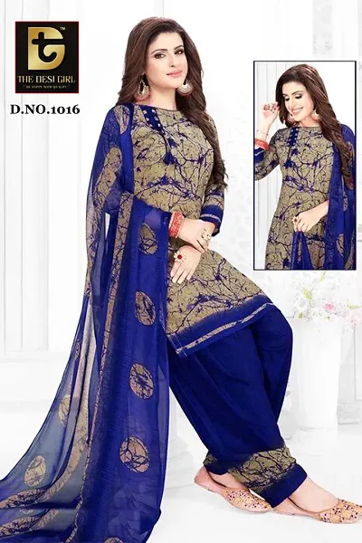 Stylish Crepe Dress Material with Dupatta