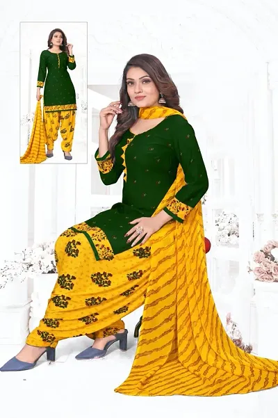 Elegant Crepe Dress Material with Dupatta For Women