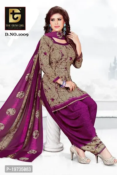 Stylish Synthetic Purple Floral Print Dress Material With Dupatta Set For Women