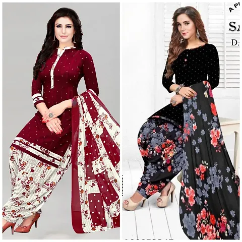 Stylish Synthetic Printed Dress Material with Dupatta