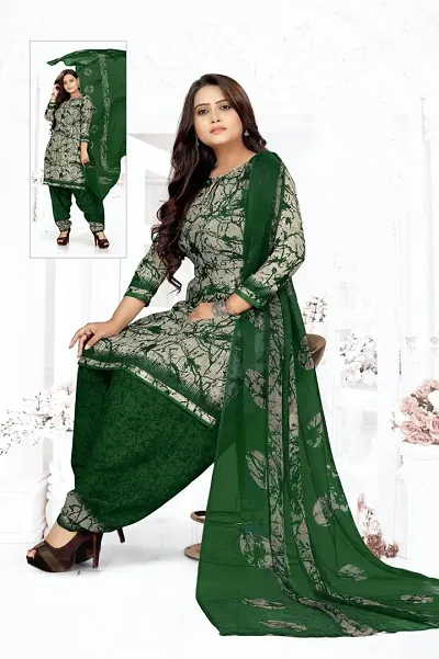 Stylish Synthetic Printed Unstitched Suit