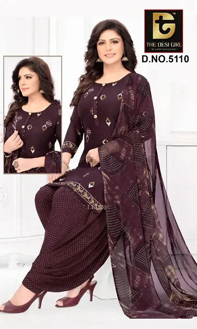 Ruhab's Women Crepe Suit Fabric | 1 Top 1 Bottom 1 Dupatta | Unstitched Dress Material Selection for Her | 29