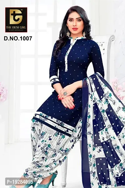 Stylish Fancy Designer Synthetic Unstitched Dress Material Top With Bottom Wear And Dupatta Set For Women-thumb0
