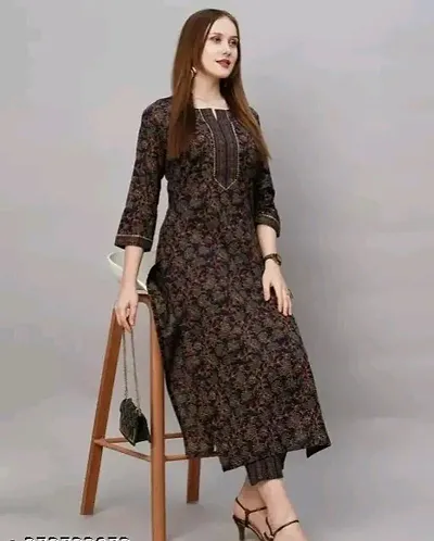 Stylish Blend Kurta Bottom Set For Women