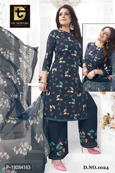 Stylish Fancy Designer Synthetic Unstitched Dress Material Top With Bottom Wear And Dupatta Set For Women