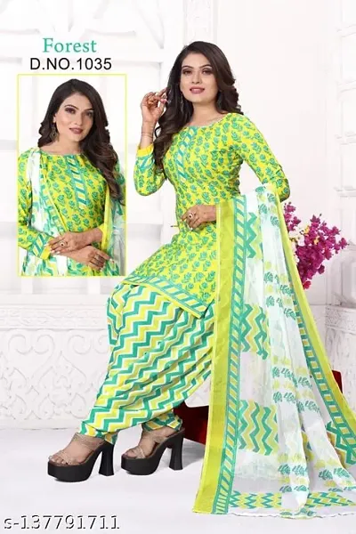 Elegant Crepe Dress Material with Dupatta For Women