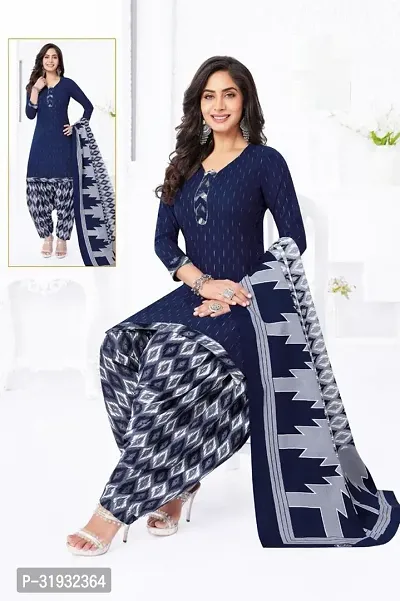 Elegant Synthetic Crepe Printed Dress Material With Dupatta For Women