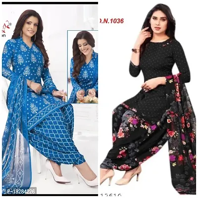 Stylish Fancy Designer Synthetic Unstitched Dress Material Top With Bottom Wear And Dupatta Set For Women Pack Of 2-thumb0