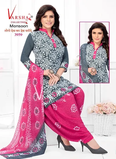 Beautiful American Crepe Dress Material with Dupatta