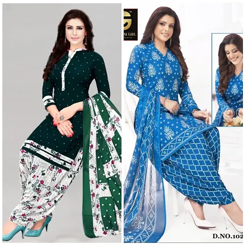Stylish Synthetic Floral Printed Unstitched Suits - pack of 2