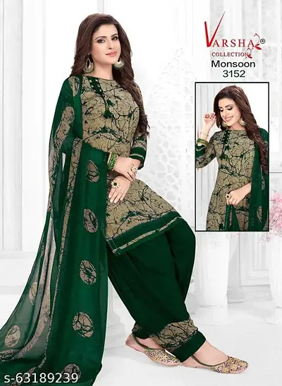 Stylish Fancy Designer Synthetic Unstitched Dress Material Top With Bottom Wear And Dupatta Set For Women