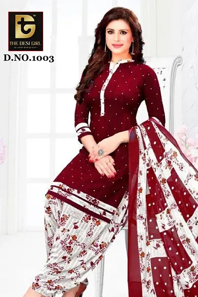 Trendy Womens Crepe Printed Dress Material with Dupatta