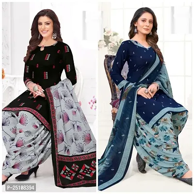 Stylish Crepe Printed Dress Material with Dupatta Pack Of 2