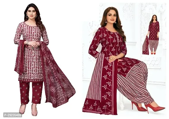 Fancy Crepe Unstitched Dress Material For Women Pack Of 2