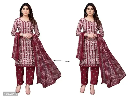 Fancy Crepe Unstitched Dress Material For Women Pack Of 2