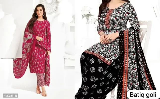 Stylish Crepe Dress Material With Dupatta For Women Pack Of 2