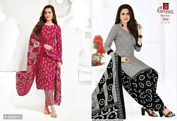 Stylish Crepe Dress Material With Dupatta For Women Pack Of 2