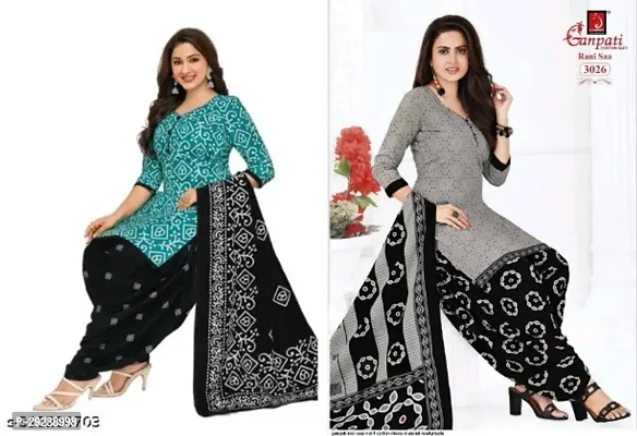 Stylish Crepe Dress Material With Dupatta Set For Women Pack Of 2