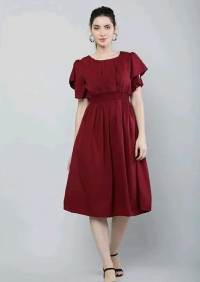 Solid Casual wear knee Length Dress