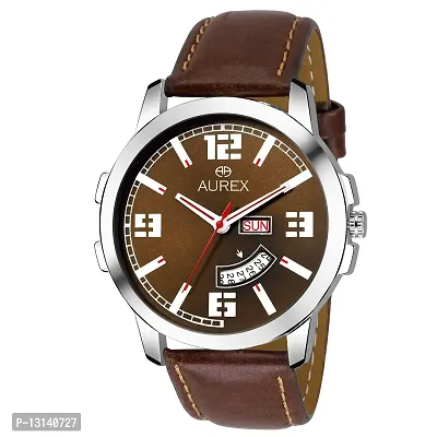 Aurex Analog Brown Dial Day and Date Functioning Men's and Boy's Watch (AX-GR123-BRBR)-thumb0