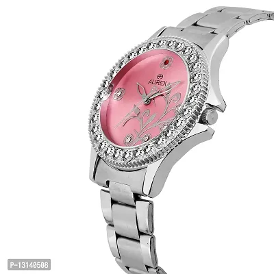 AUREX Analogue Women's Watch (Pink Dial Silver Colored Strap)-thumb3