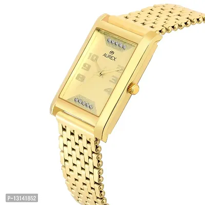 AUREX Analogue Men's Watch(Gold Dial Gold Colored Strap)-AX-GSQ1255-GLG-thumb2