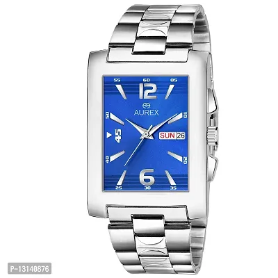 AUREX Casual Analogue Men's Watch (Blue Dial Silver Colored Strap)