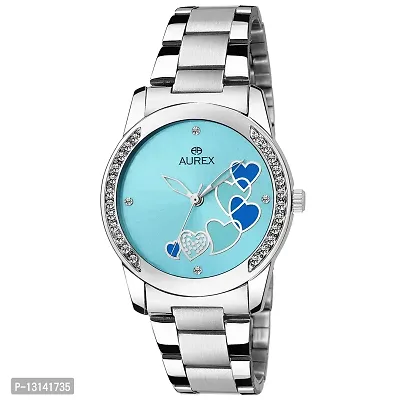 AUREX Analogue Women's Watch (Blue Dial Silver Colored Strap)