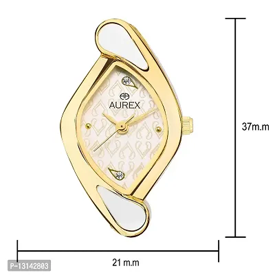 AUREX Analogue Women's Watch (White Dial Gold Colored Strap)-thumb3