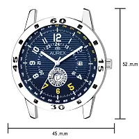 Aurex Analouge Blue Dial Day and Date Watch Water Resistant Blue Color Strap Watches for Mens/Boys (AX-GR111-BLBL)-thumb2