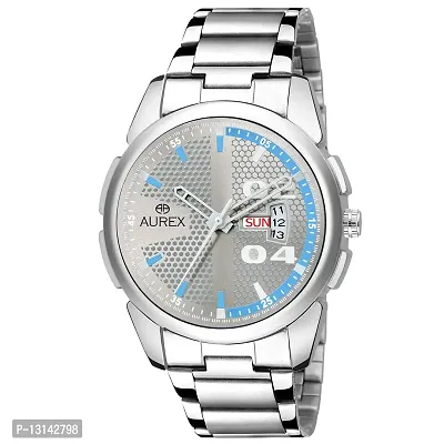 AUREX Analogue Men's Watch (Silver Dial Silver Colored Strap)