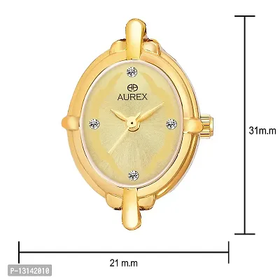 Aurex Analogue 18 K Gold Plated Swarovski Crystal Studded Golden Dial Oval Shaped Bracelet Quartz Wrist Watch for Women/Ladies/Girls (AX-LO7029-GLGL)-thumb3