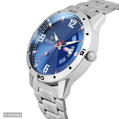 AUREX Analogue Men's Watch (Blue Dial Silver Colored Strap)-thumb2