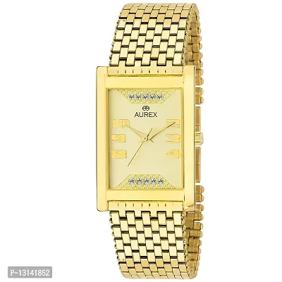 AUREX Analogue Men's Watch(Gold Dial Gold Colored Strap)-AX-GSQ1255-GLG
