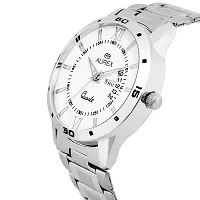 AUREX Analogue Men's Watch (White Dial Silver Colored Strap)-thumb1