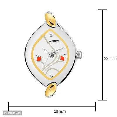 AUREX Analogue Women's Watch (White Dial Silver & Golden Colored Strap)-thumb3