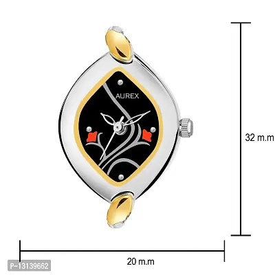 AUREX Analogue Women's Watch (Black Dial Silver & Gold Colored Strap)-thumb3