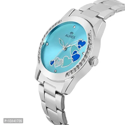 AUREX Analogue Women's Watch (Blue Dial Silver Colored Strap)-thumb2