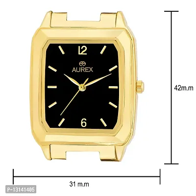 Aurex Gold Plated Black Dial Square Shaped Metal Bracelet Luxury Watch for Men/Boys AX-GSQ9315-BKG)-thumb3