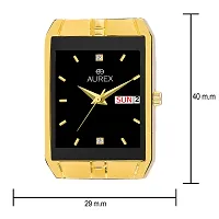 AUREX Analogue Men's Watch (Black Dial Gold Colored Strap)-thumb2