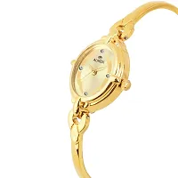 Aurex Analogue 18 K Gold Plated Swarovski Crystal Studded Golden Dial Oval Shaped Bracelet Quartz Wrist Watch for Women/Ladies/Girls (AX-LO7029-GLGL)-thumb1