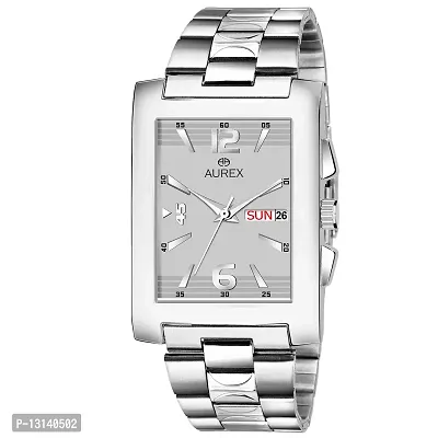 AUREX Analogue Men's Watch (Grey Dial Silver Colored Strap)