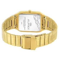 Aurex Gold Plated Black Dial Square Shaped Metal Bracelet Luxury Watch for Men/Boys AX-GSQ9315-BKG)-thumb3