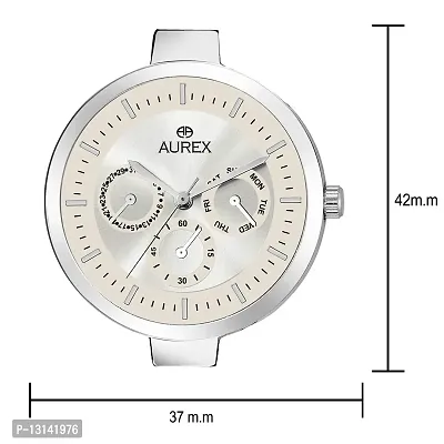 AUREX Women's Silver Dial Round Shaped Stainless Steel Analog Bracelet Watch (AX-LR551-SLC)-thumb3